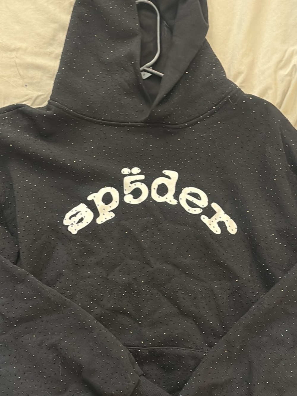 Black Hooded Men's Sweatshirt with White Logo